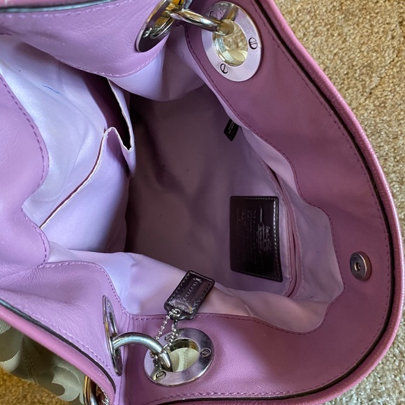 Coach cross body purse - lavender and tan fabric C - Picture 7 of 7